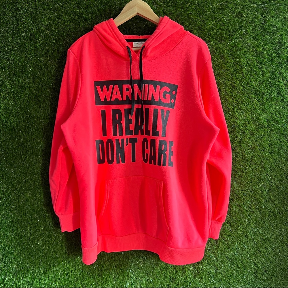 Warning I Really Don’t Care Funny Hoodie Sweatshirt Bobbie Brooks Plus Curvy